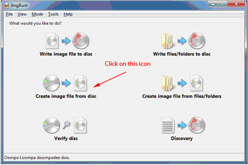 Create image file from disc