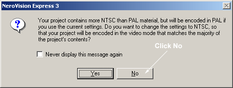 Nero NTSC PAL Warning
