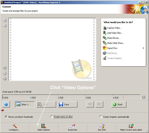 Nero Video Options Button