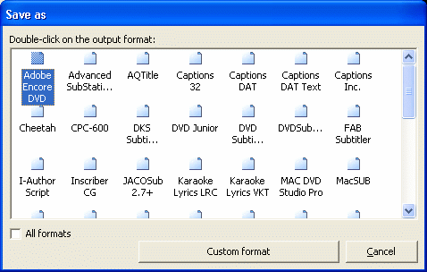 Subtitle formats