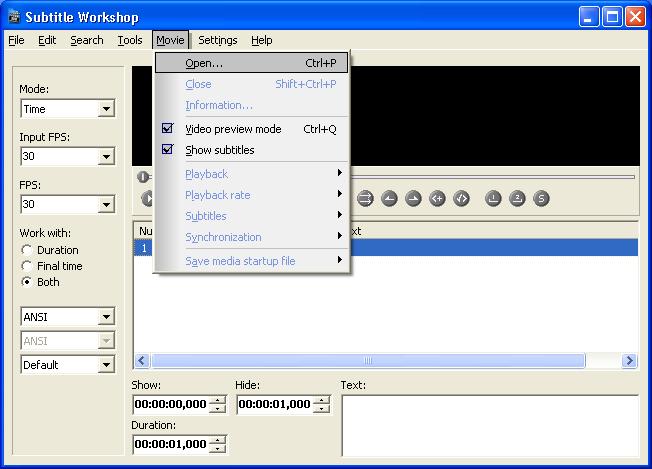 Subtitle workshop load movie